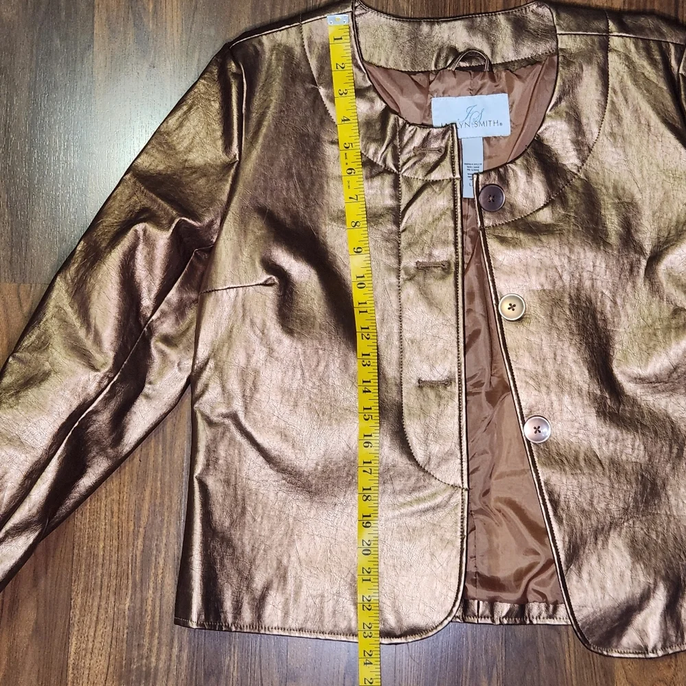 Vtg Jaclyn Smith Large Metallic Copper Bronze Button Front Holiday Jacket. - Picture 9 of 12